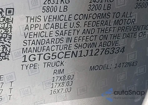 2018 GMC Canyon Sle from USA, damaged, VIN 1GTG5CEN1J1276334